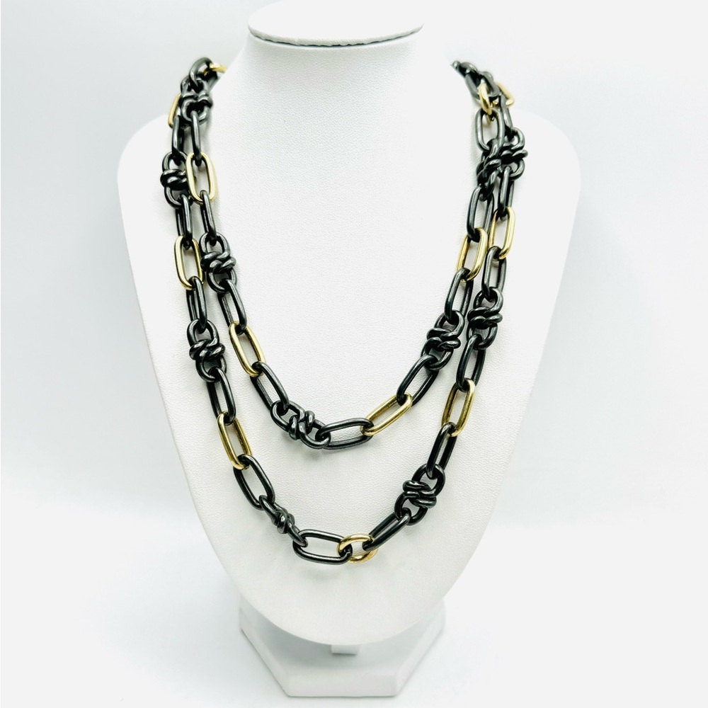 David Yurman Black And Gold Link Chain Necklace